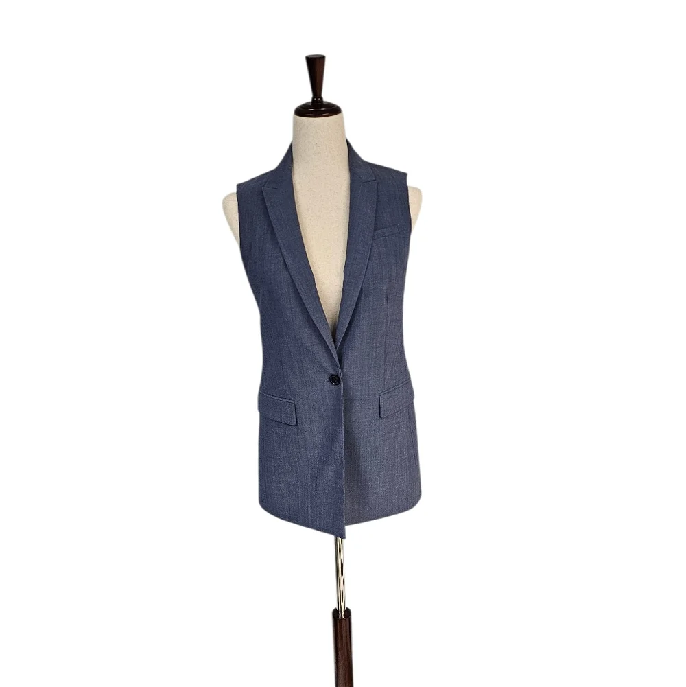 Banana Republic Lightweight Wool Sleeveless‎ Blazer Vest Light Blue 2 NWT